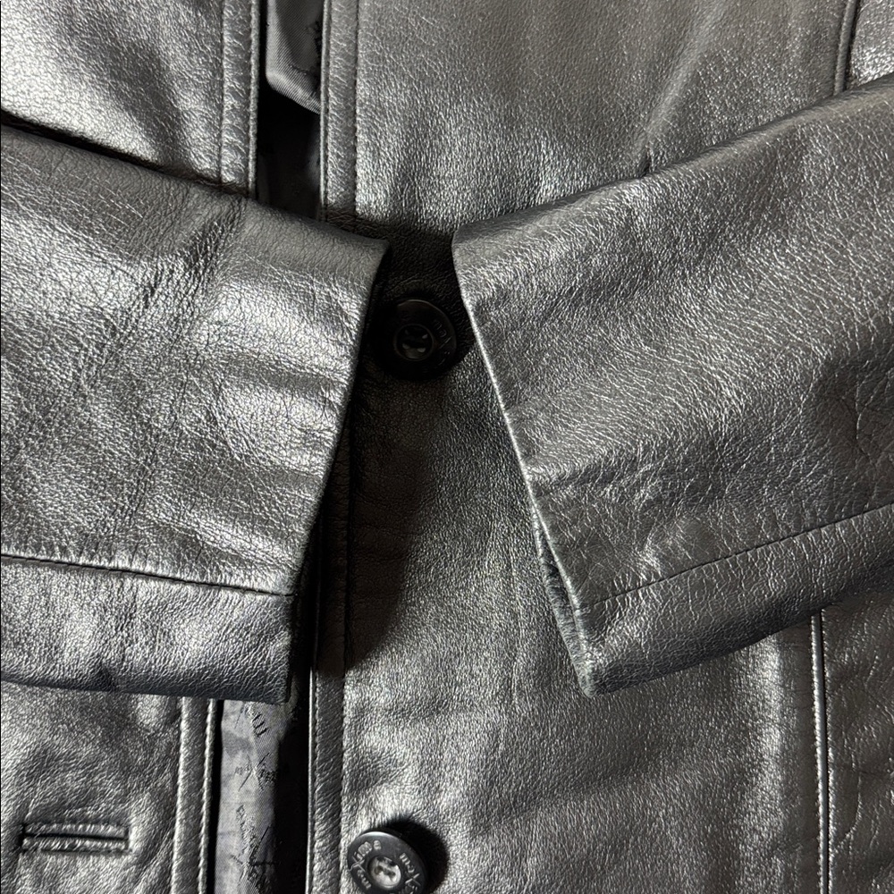 Maxima by Wilsons button down black leather jacket M - Picture 7 of 12